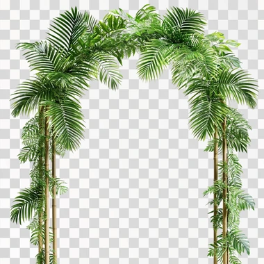 front image wedding arch made all with palm leaves. png style with white background