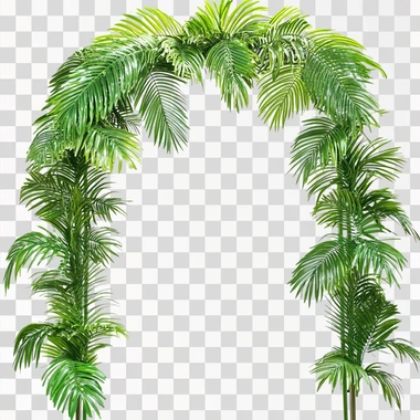 front image wedding arch made all with palm leaves. png style with white background