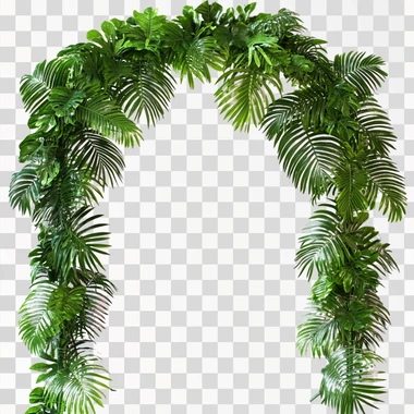 front image wedding arch made all with palm leaves. png style with white background