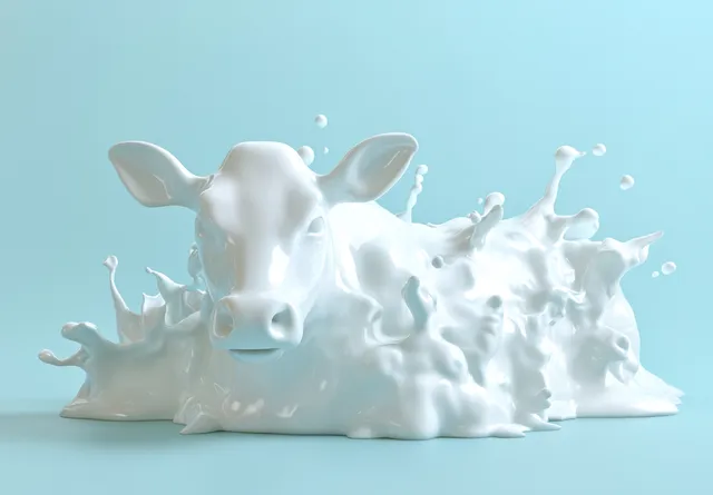 Minimalistic 3D Cow Made of Milk