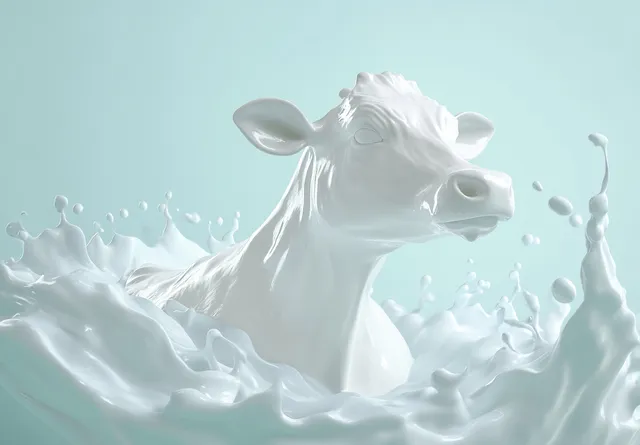 Minimalistic 3D Milk Cow with Splash