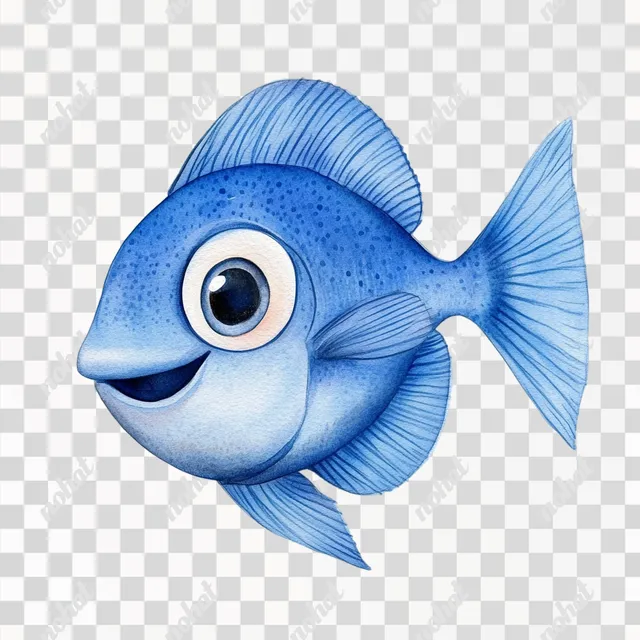 Cheerful Blue Tang Fish in Soft Watercolor Style