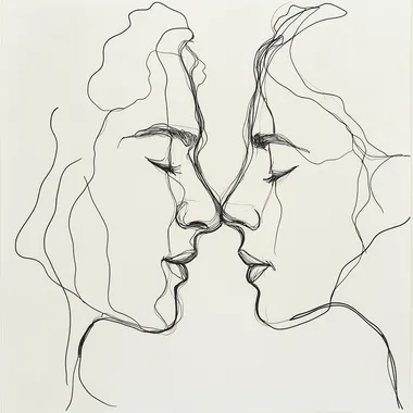 one line continuous face to face liking each other