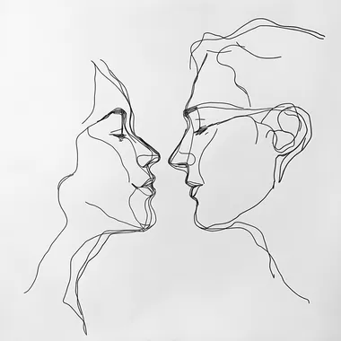 one line continuous face to face liking each other