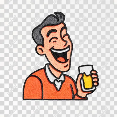 Man Drinking and Laughing, IN 3D felt style, illustration on white background   xicyqpg