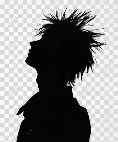 silhouette of a male character. Black silhouette with white background. Detailed silhouette.  --s 50