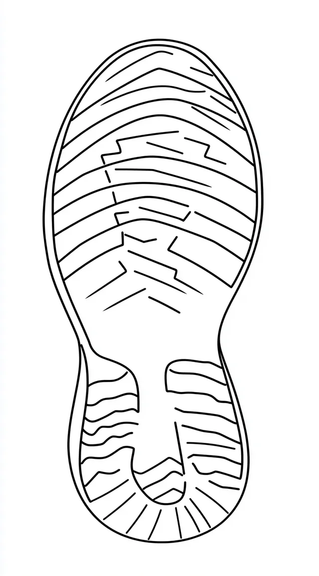 Shoe sole line drawing, flat view design, minimalist Art Deco style