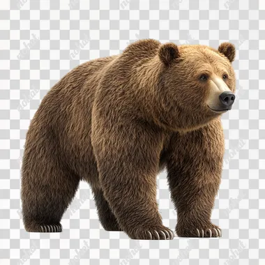 Realistic cartoon brown bear 8K ultra detailed clean isolated on white background. --s 250