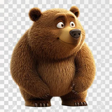 Realistic cartoon brown bear 8K ultra detailed clean isolated on white background. --s 250