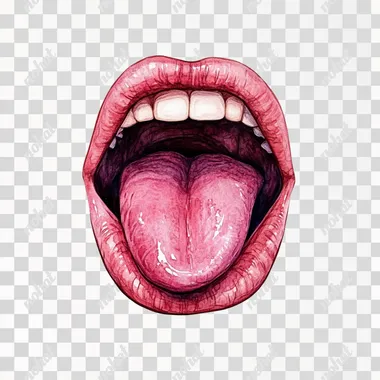 Realistic drawing of a child's tongue.watercolor .hand drown .2 colors, flat, simple coloring, soft coloring, no details, isolated on white background. children's story illustration