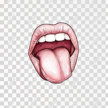 Realistic drawing of a child's tongue.watercolor .hand drown .2 colors, flat, simple coloring, soft coloring, no details, isolated on white background. children's story illustration