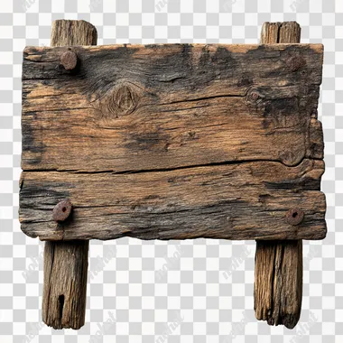Isolated on white background, a rustic wooden signboard with space for text. --s 250