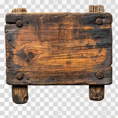 Isolated on white background, a rustic wooden signboard with space for text. --s 250