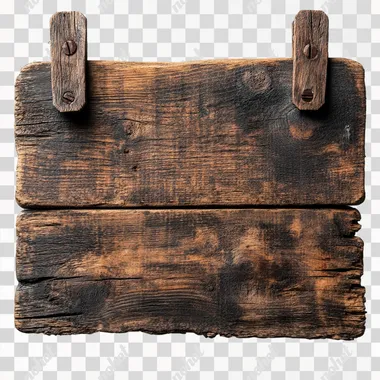 Isolated on white background, a rustic wooden signboard with space for text. --s 250