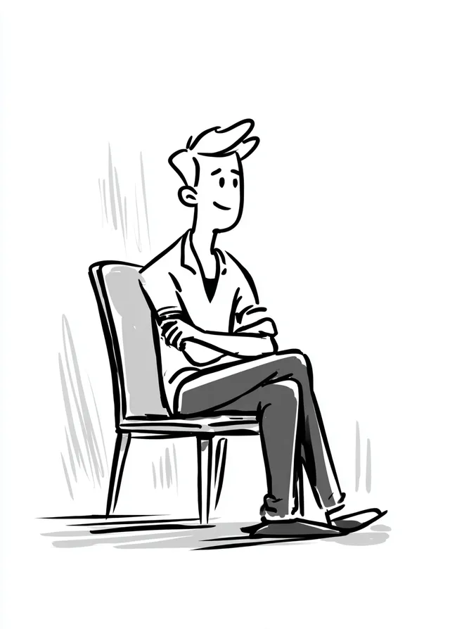 Happy Cartoon Doodle of a Person Sitting