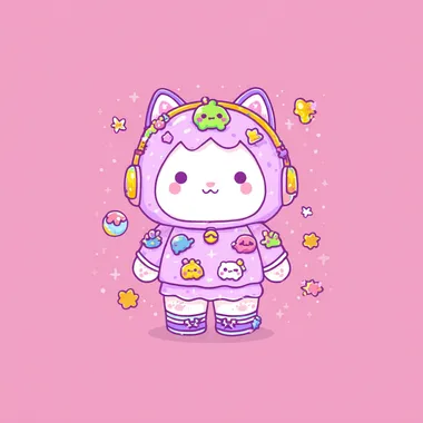 a kawaii cat wearing kawaii gear --s 50   feqqwpb