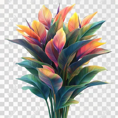 3D rendering of a bird of paradise plant, isolated on a white background, in an isometric view. --s 750