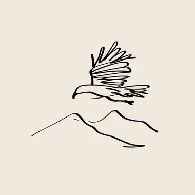 an icon of an eagly flying over a mountain, simple, line drawing, 1 line, scribble   chugda6 --s 50