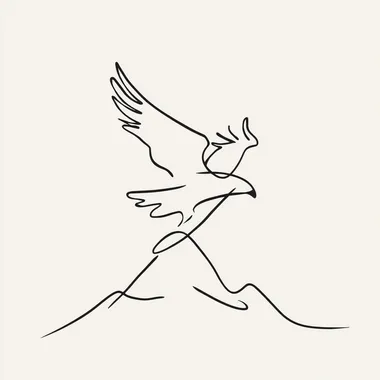 an icon of an eagly flying over a mountain, simple, line drawing, 1 line, scribble   chugda6 --s 50