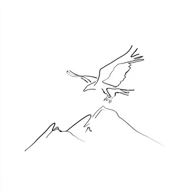 an icon of an eagly flying over a mountain, simple, line drawing, 1 line, scribble   chugda6 --s 50