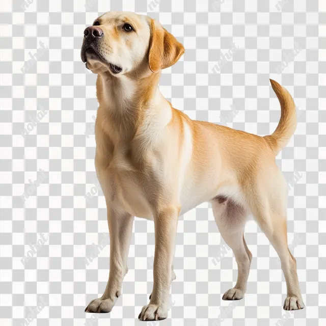 PNG Yellow Labrador Retriever Standing in a Bright Indoor Space