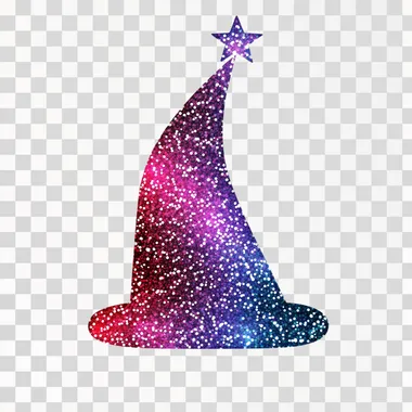 A minimalist glitter silhouette clip art isolated on white, a simple doodle glittery colorful Christmas hat icon drawn, simple forms of the silhouette, inspired by modern iconography and sparkle art, clean elegant and eye-catching icon, luxurious design