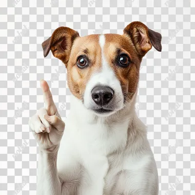 a dog with strict, funny face like a teacher, with an index finger pointing --s 50