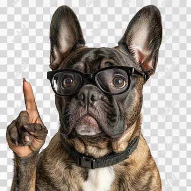 a dog with strict, funny face like a teacher, with an index finger pointing --s 50