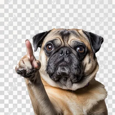 a dog with strict, funny face like a teacher, with an index finger pointing --s 50