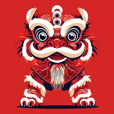 a lunar new year Hong Kong style lion dance minimalism logo  --s 250