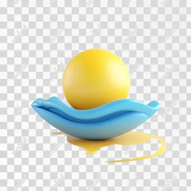 Minimalist aesthetic 3d icon in yellow and blue colors for local tourism company