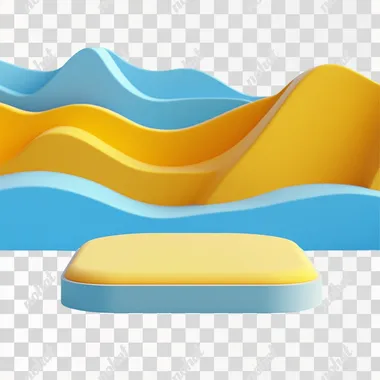 Minimalist aesthetic 3d icon in yellow and blue colors for local tourism company