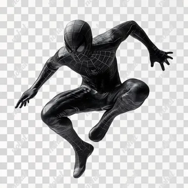 black spiderman runing profil jump feet realistic