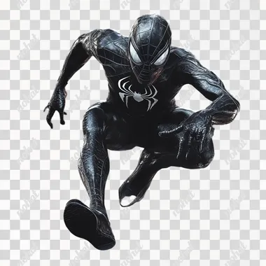 black spiderman runing profil jump feet realistic