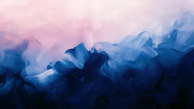 Fluid Harmony: Deep Blue and Soft Pink Abstract
