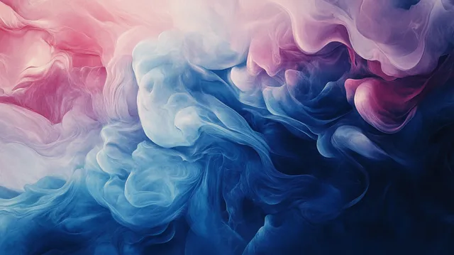 Abstract Fluid Waves in Deep Blue and Soft Pink