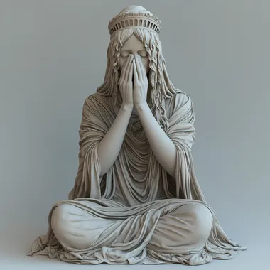 Weeping statue of liberty covering the face with women's smooth hands drawn in a realistic style with studio lighting, but clean and without structure, looking like a good quality 3d figure on a white background  --s 750