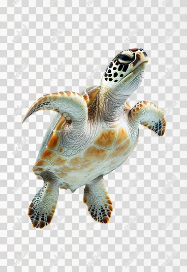PNG Image, Sea Turtle, Floating on a Empty White Blank Space, Cinematographic Quality, White Solid Background, 4k photorealistic style, with cinematic lighting. Captured with a 35mm lens at f/8, resulting in an ultra-realistic image, Minimalist,