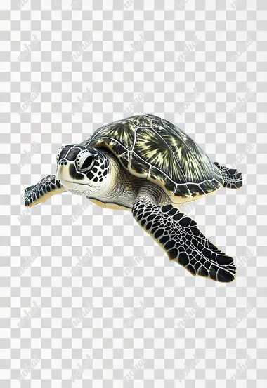 PNG Image, Sea Turtle, Floating on a Empty White Blank Space, Cinematographic Quality, White Solid Background, 4k photorealistic style, with cinematic lighting. Captured with a 35mm lens at f/8, resulting in an ultra-realistic image, Minimalist,