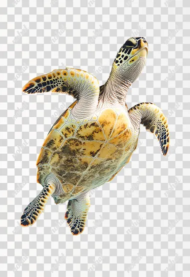 PNG Image, Sea Turtle, Floating on a Empty White Blank Space, Cinematographic Quality, White Solid Background, 4k photorealistic style, with cinematic lighting. Captured with a 35mm lens at f/8, resulting in an ultra-realistic image, Minimalist,