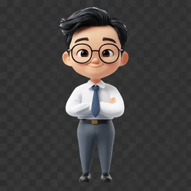 Business Chinese male character with white background
