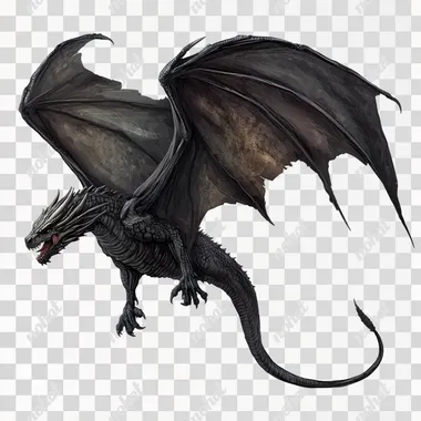 a black flying dragon on white background, vector graphic