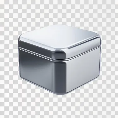 metallic icon 3d, gift box, silver color, white background