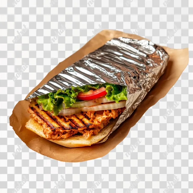 Premium Shawarma Sandwich Mockup with Foil and Paper Wrap