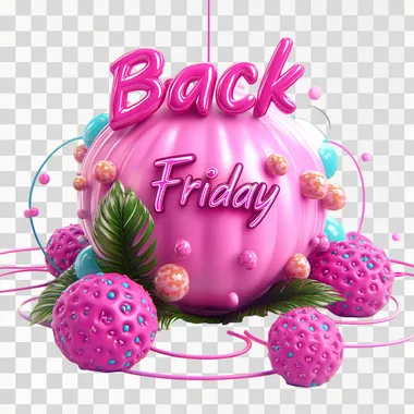 "Back Friday" white background, is written in a playful, colorful font, 3D typography.    --s 200