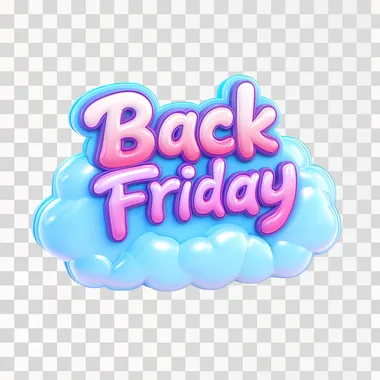 "Back Friday" white background, is written in a playful, colorful font, 3D typography.    --s 200