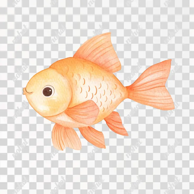 PNG Cute Goldfish Illustration for Children's Book Decor in Minimal Style
