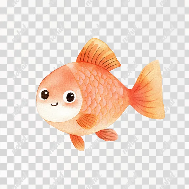 PNG Cute Goldfish Illustration in Soft Colors for Children's Room Decor
