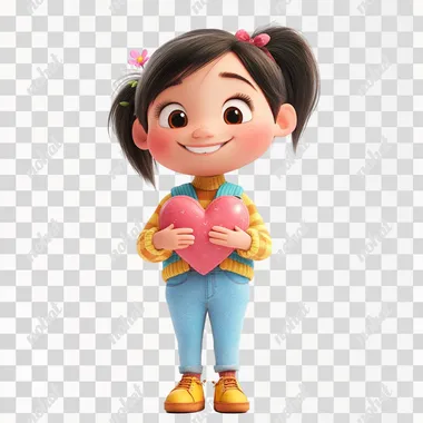 Disney animation style, 3D pixar render, cartoon, bursts of laughter, heart, smiley, peace & love, cute, family, moments of sharing, tenderness and affection, warm sunshine, warming hearts, shared happiness, sometimes replacing characters with heart, flower, or butterfly symbols, full body, empty white background