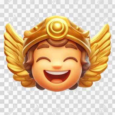 an emoji of the god mercury smiling with a golden winged helmet